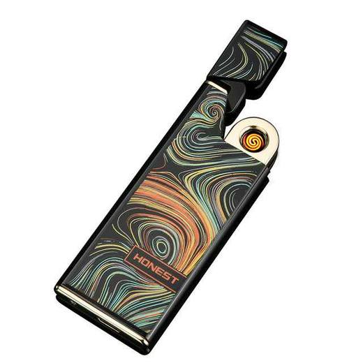 【创意款百诚超薄点烟器】新款彩绘防风充电打火机 商品图4