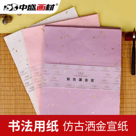 安徽泾县仿古洒金宣纸粉彩宣纸五色描金半生半熟国画展书法专用纸