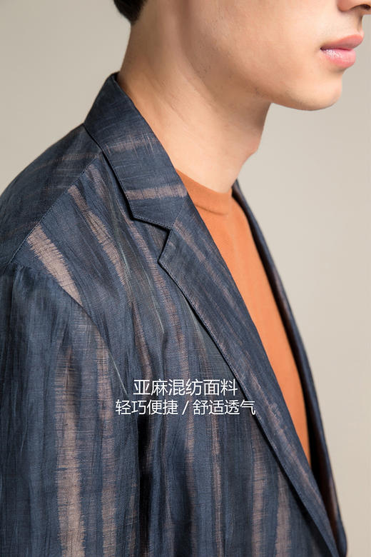 callisto微褶渐变亚麻条纹休闲便西SOFJK065NA 商品图4
