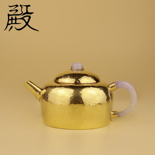 三江殿曼生小金壶  纯金泡茶沏茶壶 纯手工小壶翡翠壶把壶钮 曼生24k金 商品图0