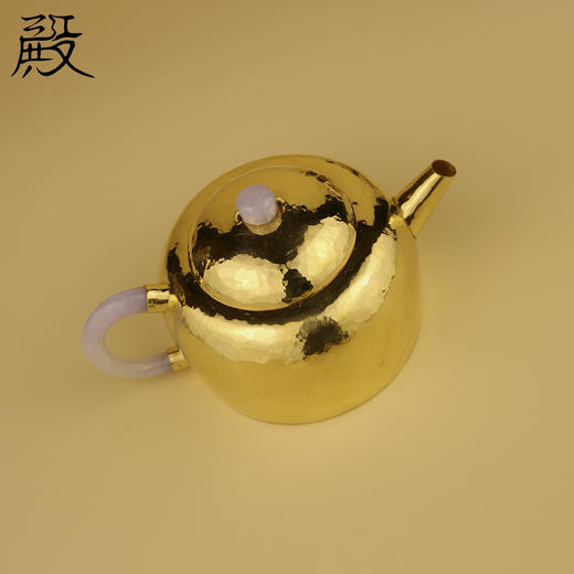 三江殿曼生小金壶  纯金泡茶沏茶壶 纯手工小壶翡翠壶把壶钮 曼生24k金 商品图1