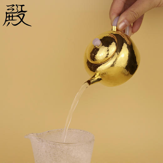 三江殿曼生小金壶  纯金泡茶沏茶壶 纯手工小壶翡翠壶把壶钮 曼生24k金 商品图2