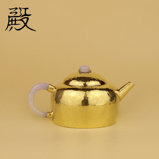 三江殿曼生小金壶  纯金泡茶沏茶壶 纯手工小壶翡翠壶把壶钮 曼生24k金 商品图3