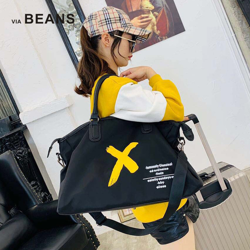 VIA BEANS 双耳印X字母手提包\5014300001