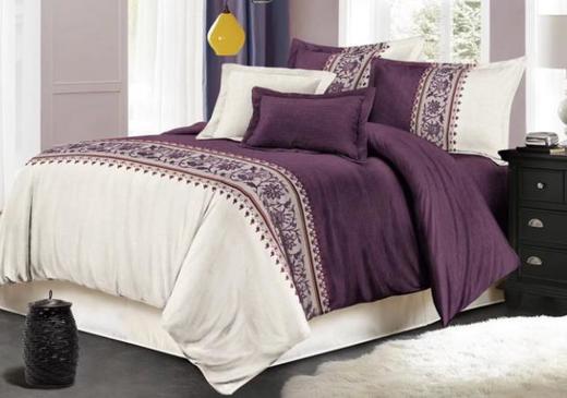 【家纺】.拼色双色床尾缎条二件套三件套 商品图4