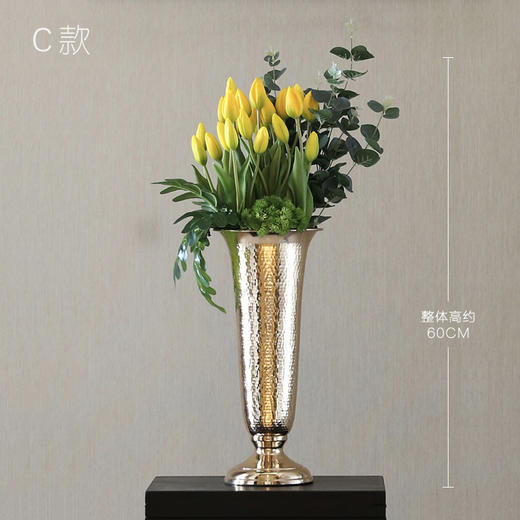 现代轻奢华高档仿真花家居酒店样板房摆件创意金属色花瓶电镀混搭 商品图3