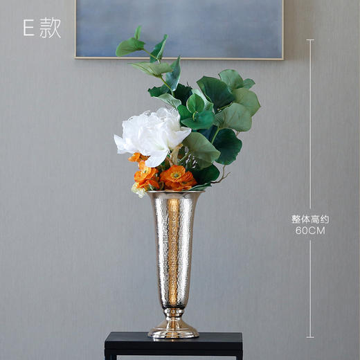 现代轻奢华高档仿真花家居酒店样板房摆件创意金属色花瓶电镀混搭 商品图4