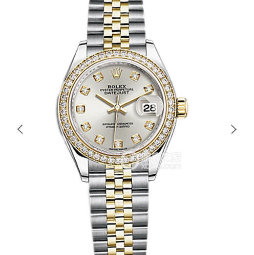 N劳力士女装日志型28㎜日志型。女装日志型的蚝式表壳是坚固优雅、完美比例的典范。采用316L不锈钢来锻造不锈钢腕表表壳 商品图0