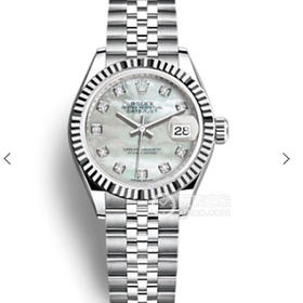 N劳力士女装日志型28㎜日志型。女装日志型的蚝式表壳是坚固优雅、完美比例的典范。采用316L不锈钢来锻造不锈钢腕表表壳