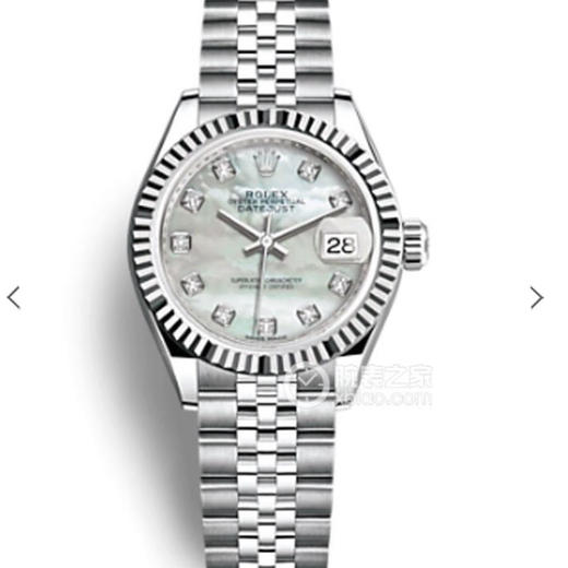 N劳力士女装日志型28㎜日志型。女装日志型的蚝式表壳是坚固优雅、完美比例的典范。采用316L不锈钢来锻造不锈钢腕表表壳 商品图0