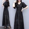 【年终亏本清仓】LDS-3159817夏季新款女装中长款v领收腰显瘦雪纺过膝长裙 商品缩略图2
