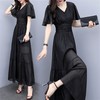 【年终亏本清仓】LDS-3159817夏季新款女装中长款v领收腰显瘦雪纺过膝长裙 商品缩略图3