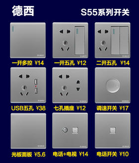 德西 S55灰 面板开关系列1