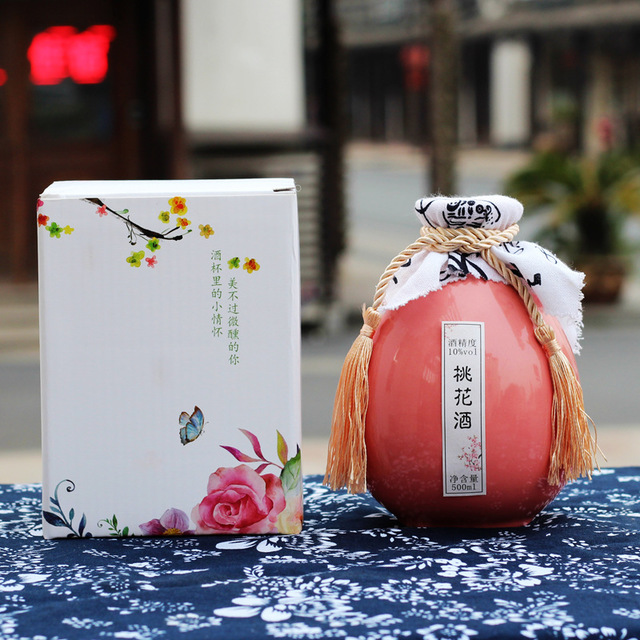 古风礼盒装 桃花酒桃花酿低度非自酿女性果酒桃花醉蜜桃甜酒 美容养颜