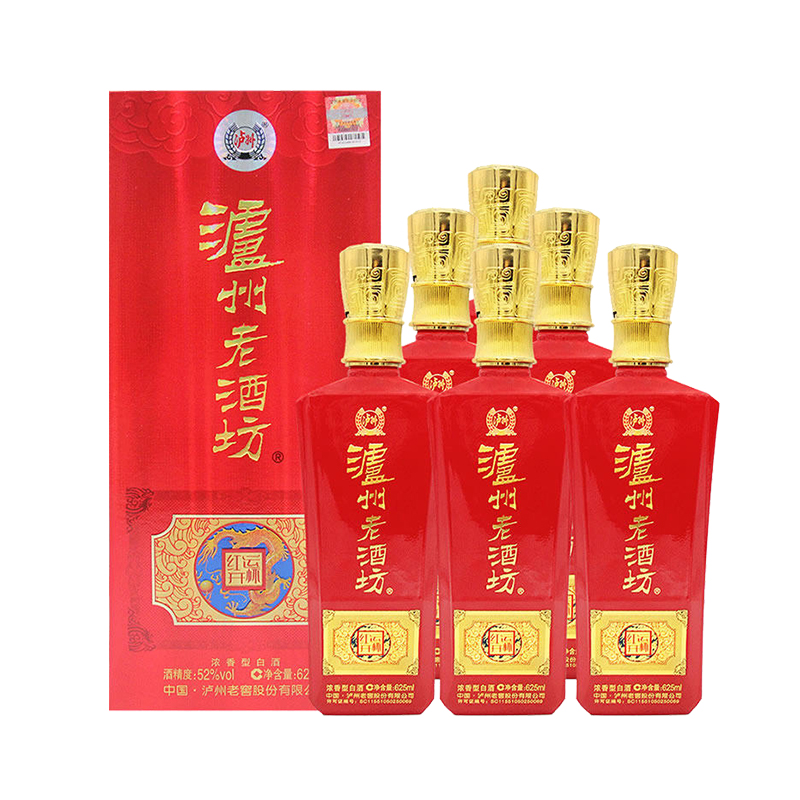 【泸州老窖酒名堂 会员日7折】52度 泸州老酒坊.红运开怀 625ml*6