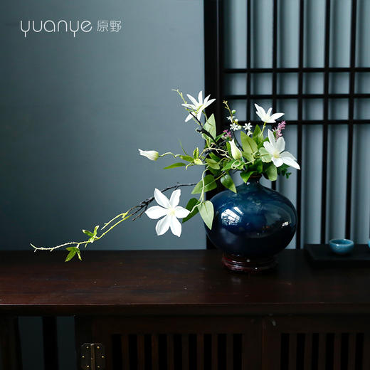 新中式高档品质百合花仿真花客厅田园风绢花室内假花装饰花摆设件 商品图1