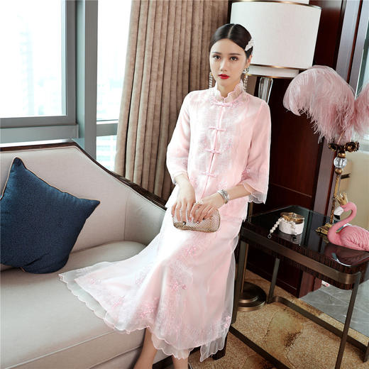 QZ-19165新款中国风复古盘扣中式刺绣旗袍上衣 TZW 商品图4