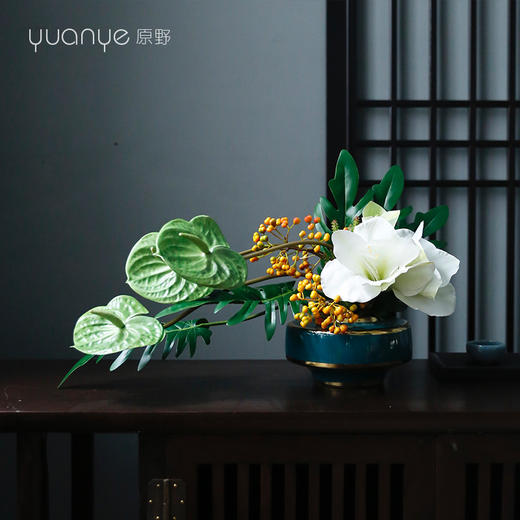 新中式高档品质百合花仿真花客厅田园风绢花室内假花装饰花摆设件 商品图3