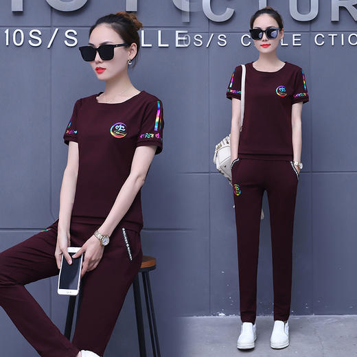 SBZJ-ALZ8827夏季新款女装时尚休闲运动服套装 商品图1