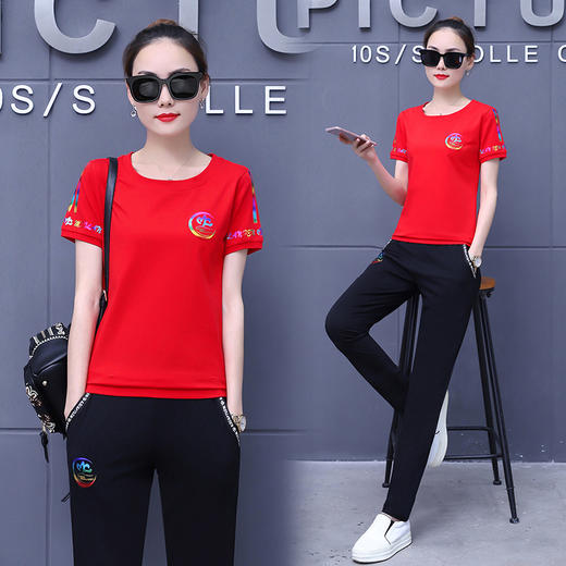SBZJ-ALZ8827夏季新款女装时尚休闲运动服套装 商品图0