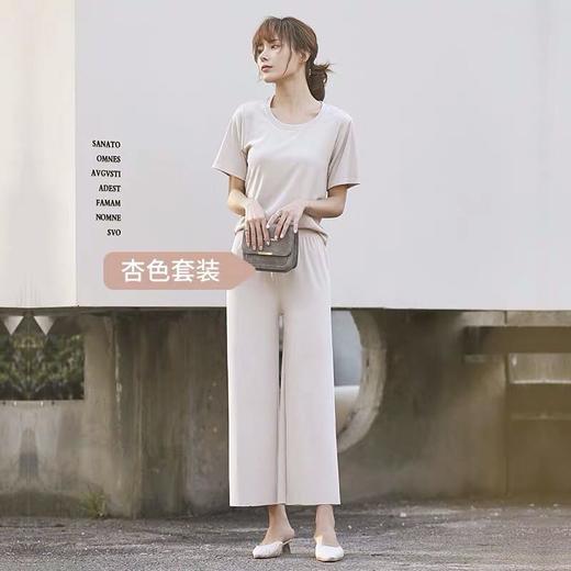 气质冰丝休闲时尚女神范儿两件套阔腿裤 商品图1