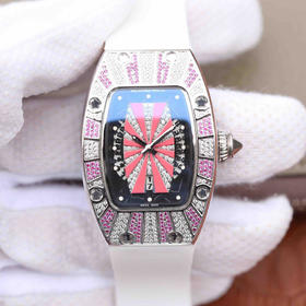 N理查德米勒RM007女士自动机械腕表,45*31毫米,女士，电18k白金，原装硅胶表带。透底