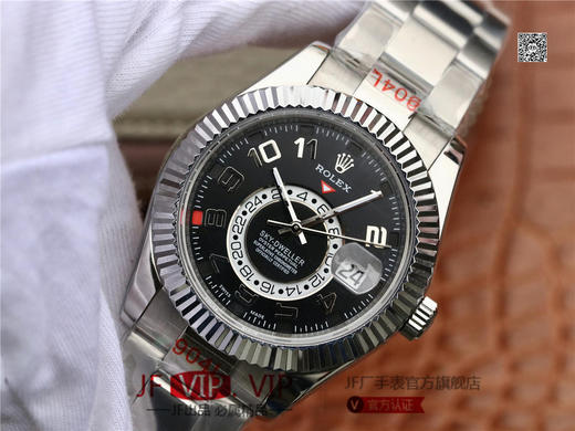 N劳力士蚝式恒动SKY-DWELLER 326939黑盘，和正品一样内圈24小时真功能，拧动外圈就能调，这款经典瞩目的腕表专为环球旅行人士而设计 商品图3