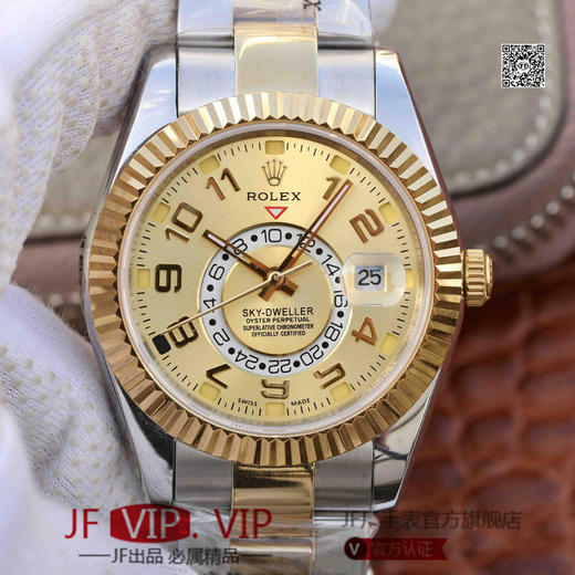 N劳力士蚝式恒动SKY-DWELLER 326939黑盘，和正品一样内圈24小时真功能，拧动外圈就能调，这款经典瞩目的腕表专为环球旅行人士而设计 商品图0