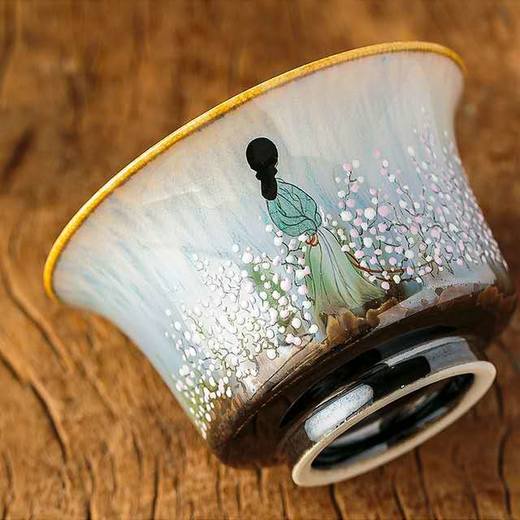 「颜色釉窑变手绘三才盖碗工夫茶杯」景德镇纯手工陶瓷三泡台茶杯 商品图2