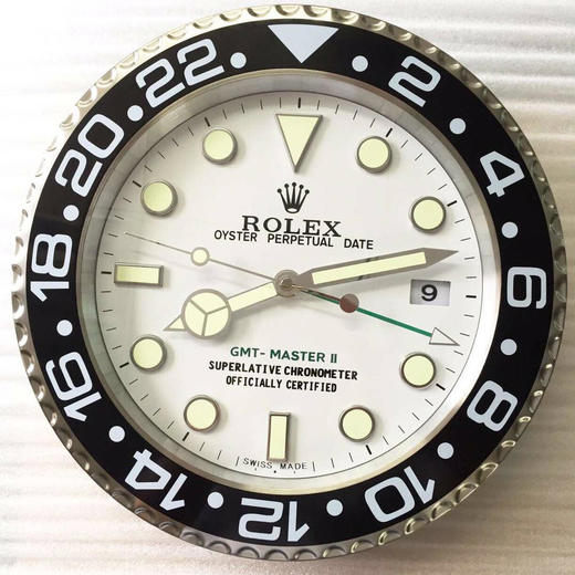 劳力士挂钟，尺寸:直径34cmX厚5cm。精钢外壳，亚克力镜面，超强夜光。请区别市场便宜版本。 商品图0