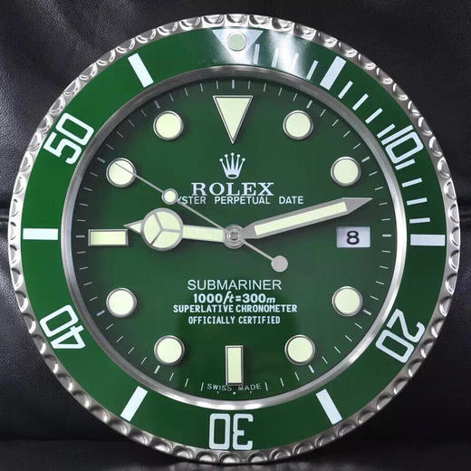 劳力士挂钟，尺寸:直径34cmX厚5cm。精钢外壳，亚克力镜面，超强夜光。请区别市场便宜版本。 商品图0