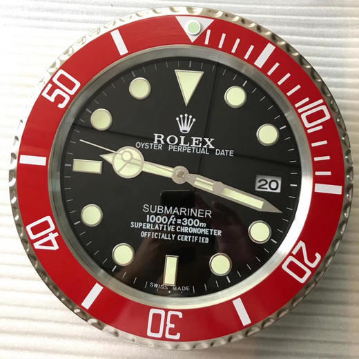 劳力士挂钟，尺寸:直径34cmX厚5cm。精钢外壳，亚克力镜面，超强夜光。请区别市场便宜版本。 商品图0