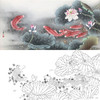 於文普横幅工笔花鸟荷花鲤鱼白描底稿-《满堂红》-多种白描尺寸可选-WP16 商品缩略图0
