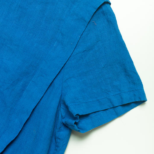 绽放D610朵/穆兰/2019夏新款圆领蓝色纯亚麻宽松中长款连衣裙 商品图2