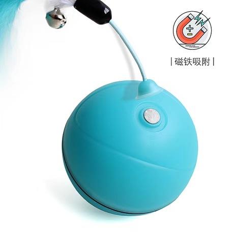 「宠物猫LED自动滚动发光电动玩具球」逗猫球 可替换羽毛usb充电 商品图2