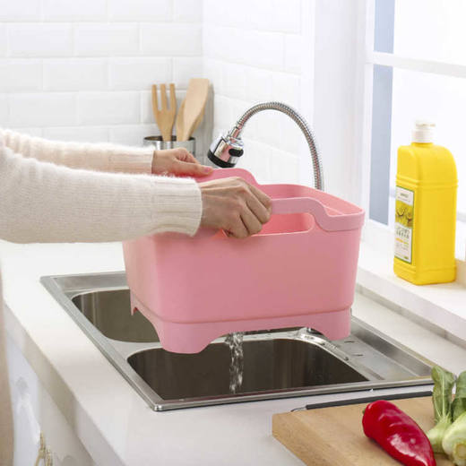 厨房洗菜篮 塑料移动水槽 带把手沥水架洗菜蓝 置物洗碗盆 商品图2