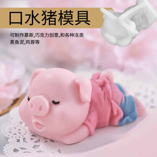 口水猪模具-可制作慕斯、巧克力创意，或者做各种冻类如牛肉冻、猪蹄冻、鱼冻蔬菜冻等，蒸鱼泥、鸡蓉也可以，效果非常出彩！ 商品图0