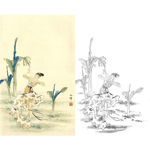 胡也佛竖幅工笔传统仕女人物白描底稿-HY06 商品图0
