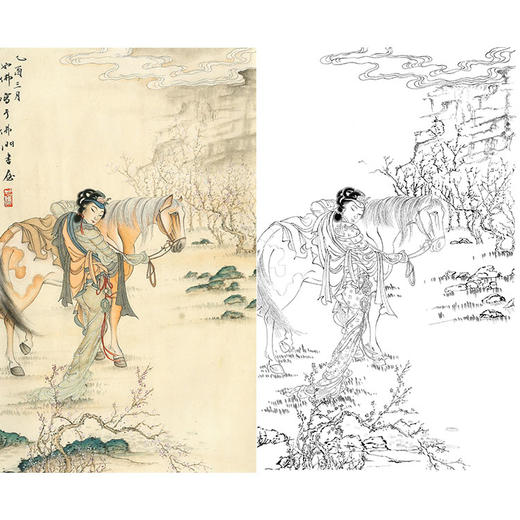 胡也佛竖幅工笔传统仕女人物白描底稿-HY12 商品图0