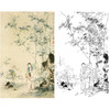 胡也佛竖幅工笔仕女白描底稿-《夏凉图》-多种白描尺寸可选-HY05 商品缩略图0
