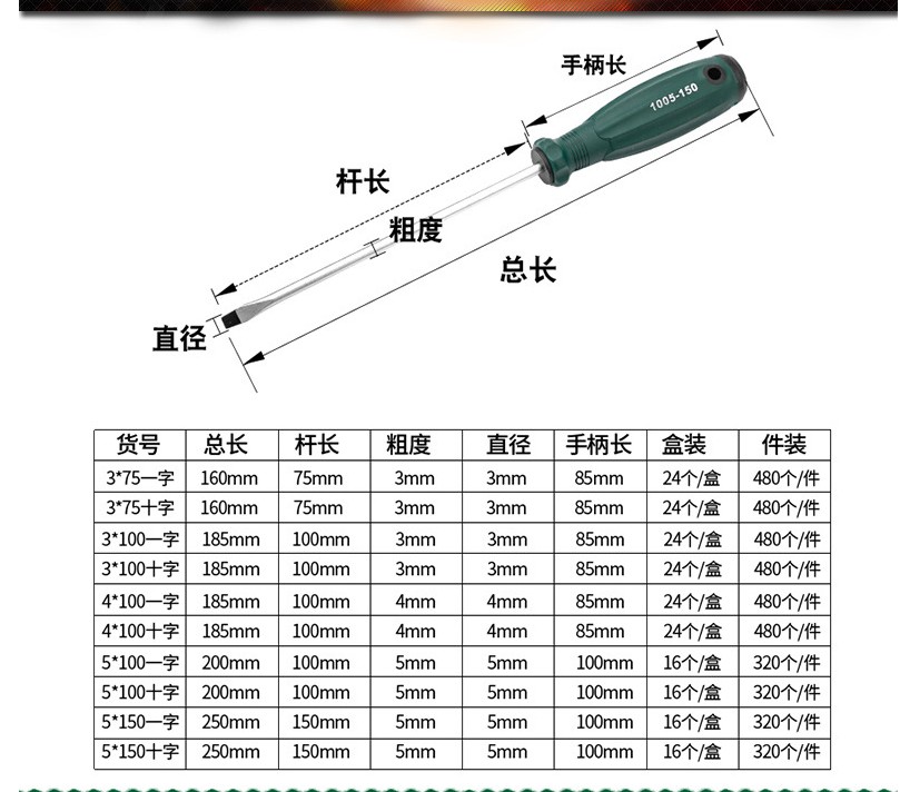 拓森工具螺丝批维修3mm4mm螺丝刀起子手动小一字十字