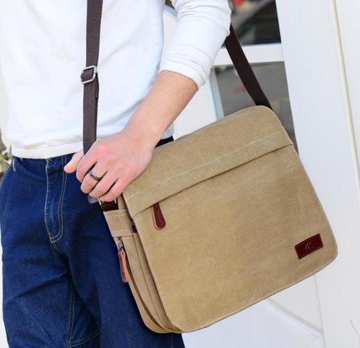 。【服饰鞋包】男包单肩男士商务休闲帆布包韩版户外运动小背包斜挎包包潮 商品图1