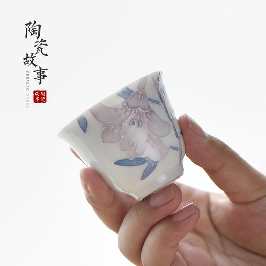 茶具套组-陶瓷百合花盖碗品茗杯套装（可单买） 商品图4