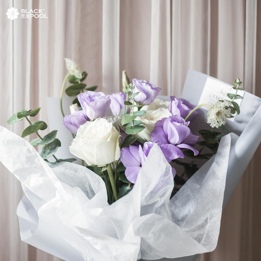 【狮子座守护花】纯洁浪漫的 伊丽莎白玫瑰、翠珠花，真诚不变的 紫色洋桔梗 商品图2
