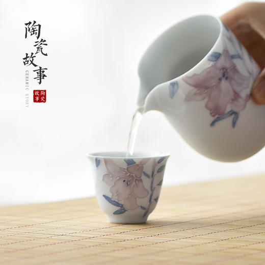 茶具套组-陶瓷百合花盖碗品茗杯套装（可单买） 商品图3