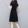 中长款裙子v领短袖T恤裙2019大码女士新款女裙夏装洋气胖mm连衣裙 商品缩略图4