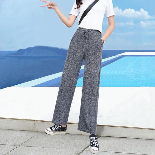 裤子女学生韩版宽松垂感阔腿裤夏季薄款直筒百搭高腰休闲裤女 商品图8
