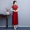 WXG-1950新款中式复古长款南韩丝礼服旗袍连衣裙 商品缩略图2