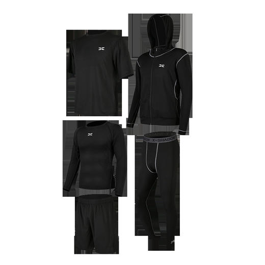 健身服男紧身衣健身房晨跑步速干篮球运动套装运动服饰夏季三件套 商品图4