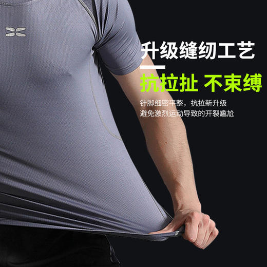 健身服男紧身衣健身房晨跑步速干篮球运动套装运动服饰夏季三件套 商品图3